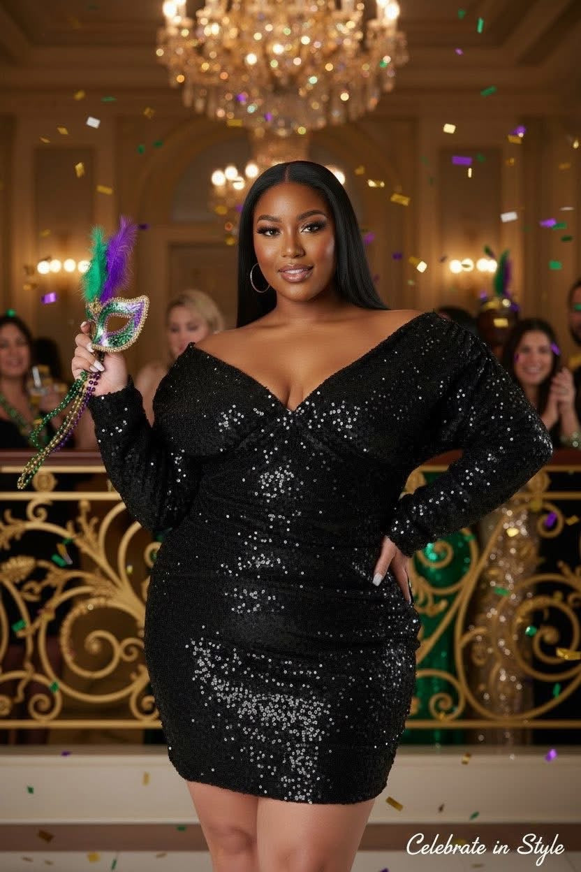 Plus Size Black Sequin dress - Mogul Boutique Black dress dress Sequin dress 2x