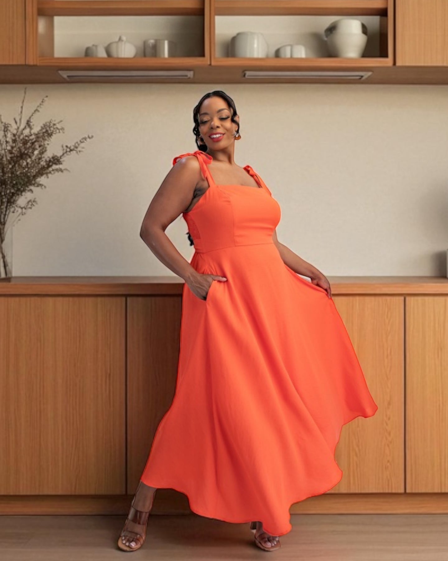 orange plus size formal dress Prom Dress
