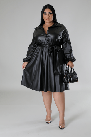 Plus Size Leather Dress - Mogul Boutique Black Dress Black Dress Plus Size Leather Dress 2x