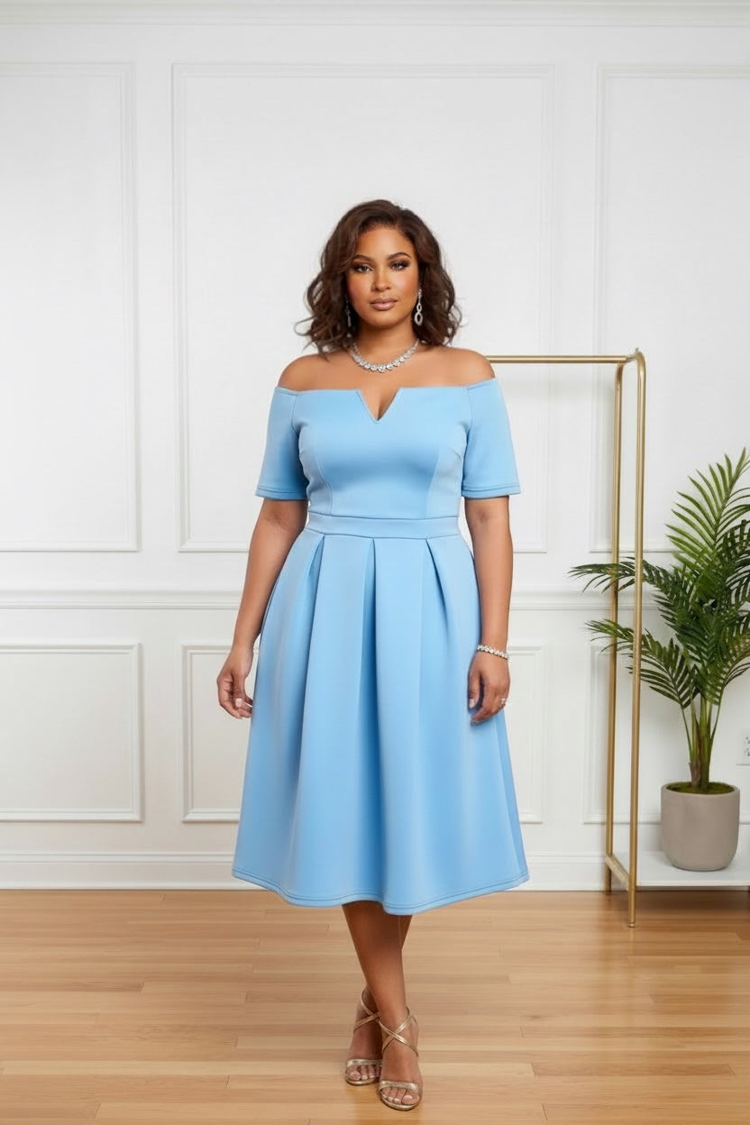 light blue fit and flare dress Baby Elegance & Midi 1x My Favorite Vibe: The Hand wash cold Beden:42 laborday24