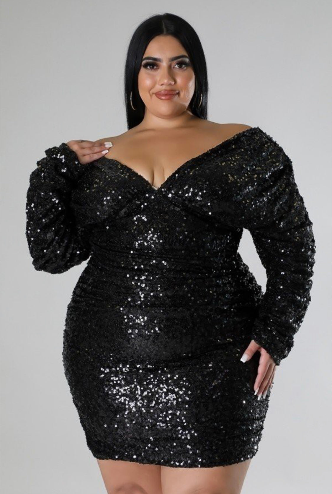plus size black sequin dresses Dress, Long Sleeve Formal Gown Feel charming and confident in your skin with this glamorous dress boasting a one Birthday Plus Size Sequin Dress