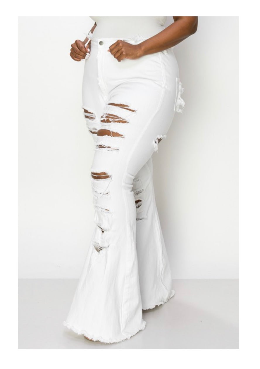 Plus size white bell bottoms sales
